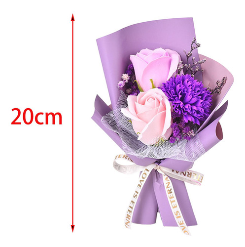 Ramo De Flores De Jabón, Ramo 20 Centímetros Papel Violeta