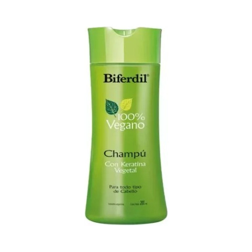 Shampoo Biferdil 100 % Vegano Con Keratina Vegetal X 200 Ml