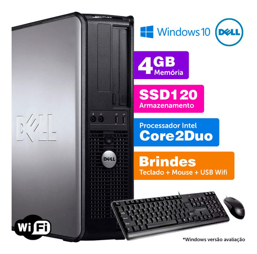 Computador Usado Dell Optiplex Int C2duo 4gb Ddr3 Ssd120