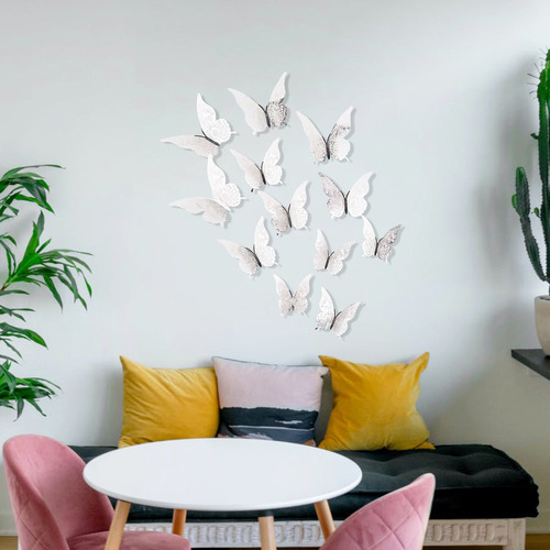 12 Pegatinas De Pared Con Mariposas En 3d Para Decoración Ar