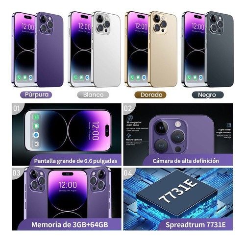 Teléfono Inteligente Android I14 Pro Max 6.8 Pulgadas Móvil