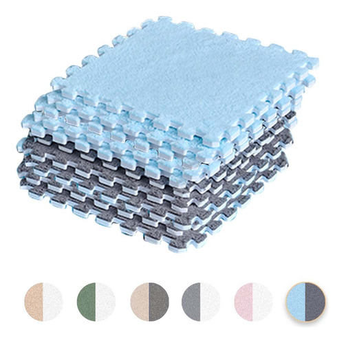 Tapete con Alfombra Modular Infantil Rompecabezas 10 piezas Mayana 069 Color Blue Gray