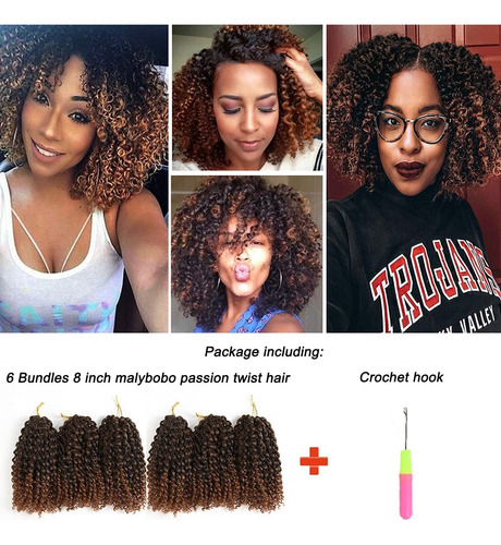 Extensiones De Trenzas De Pelo Artificial, 8 Pulgadas Rizado