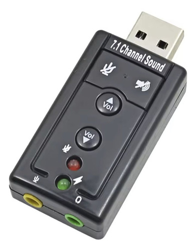 Placa de Som USB Externa 7.1 Canais Adaptador Áudio P/ PC e Notebook com Entrada P2 P/ Microfone e Fone – Compatível com Windows, Linux e Mac