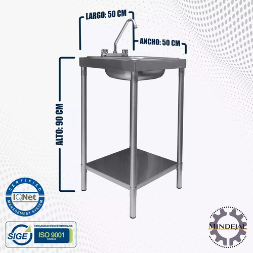 Charola Fregadero Una Tarja Y Maneral Inox Marca Mindejal S. Color Gris