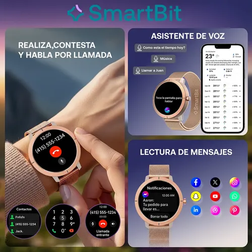 Reloj Inteligente Mujer Sumergible Smartbit G2 Pro Rosa Gps Satelital Integrado Sumergible 100 Metros - imagen 6