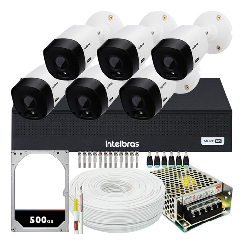 Kit 6 Câmeras Multi Hd 1120b Dvr Mhdx Intelbras 1008 Com Hd