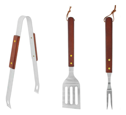 Set Parrillero Cuchillo Pincho Wayu Asado Parrilla 3 Pcs