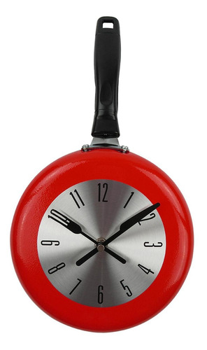 Reloj De Pared Creativo Reloj Sartén Dormitorio Cocina Rojo