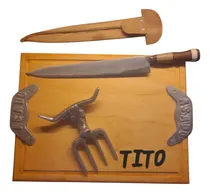 Comprar Utensilios Parrilla Asado Tabla Madera 40x30 Laser Gratis
