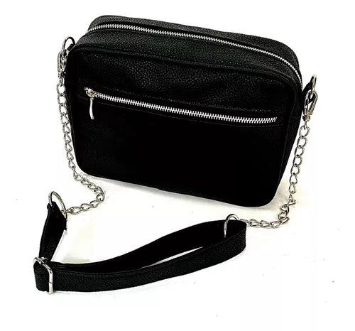 Correa Con Cadena Strap Cartera Bandolera Bolso De Eco Cuero