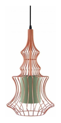 Pendente Cobre Aramado Rose Gold Tecido Cinza Mart 6592