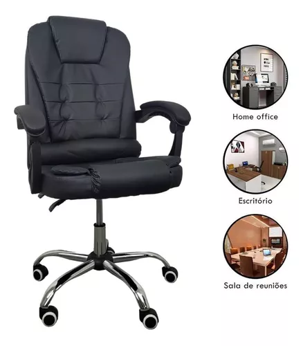 Silla de escritorio Oficial Webshop Cadeira de escritório ergonômica -  encosto reclinável ergonómica negra con tapizado de cuero sintético