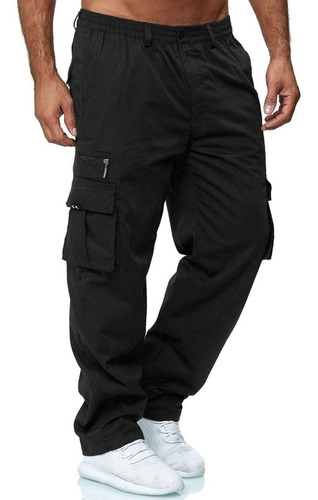 Pantalones Cargo Con Bolsillos Para Hombre