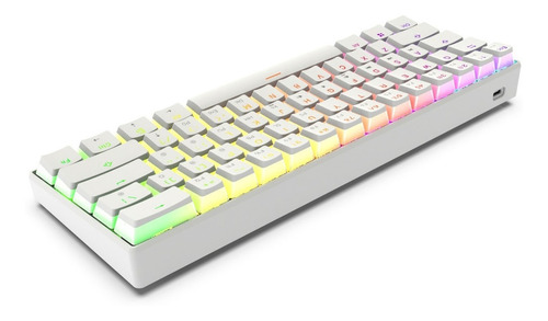 Teclado gamer Gamakay MK61 QWERTY color blanco con luz RGB