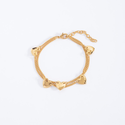 Pulsera De Corazon Para Dama Baño De Oro Marca Nice