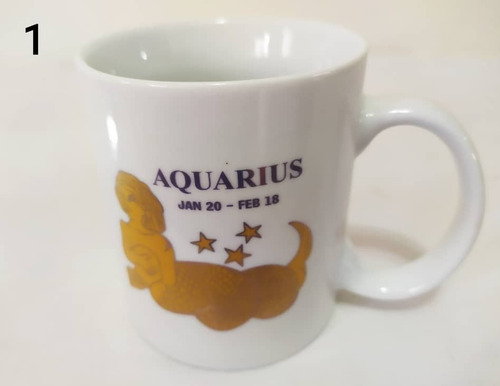 Taza De Porcelana Grande Signo Acuario Blanca Nueva 