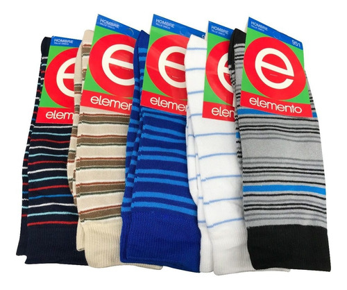 Pack X6 Elemento Medias Hombre Media Caña Rayadas Art. 951
