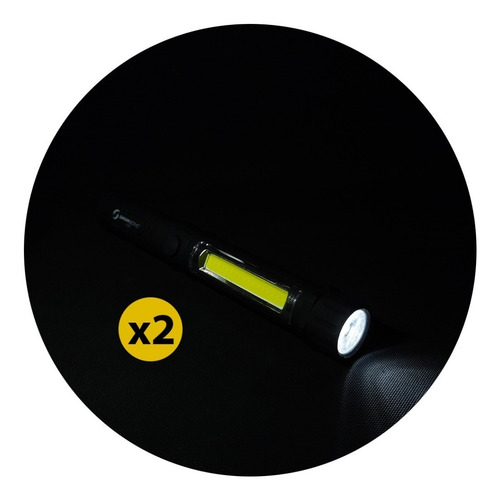 Imagen 1 de 7 de Combo 2 Linternas Cob Luz Led Gancho Colgable Tipo Táctica