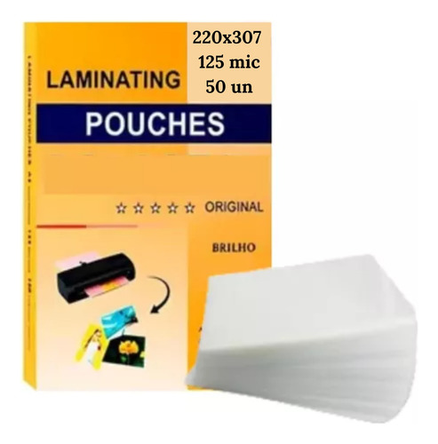 50 Folhas Plástico Plastificação A4 220x307mm 125 Micras