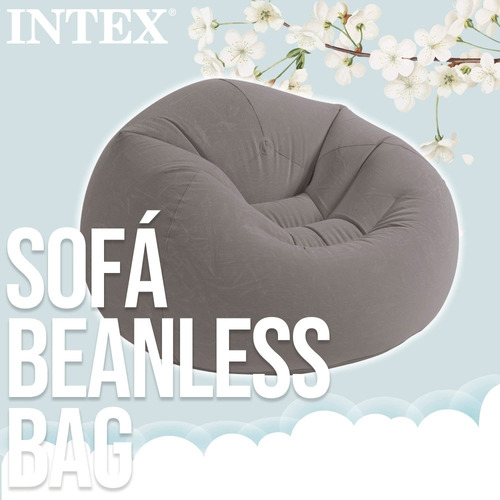 Sillon Sofa Puff Inflable Suave 1.14mx71cm Moderno Intex.