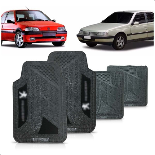 Jogo Tapete Mix Pvc Carpete Peugeot 106 205 405 Logo Bordado