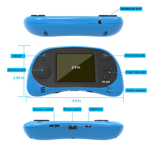 Consola De Jogos Portátil E-mods Gaming Kids 16 Bit W/ 220 G