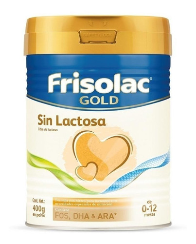 Leche de fórmula en polvo Frisolac Gold sin Lactosa en lata de 1 de 400g - 0  a 12 meses