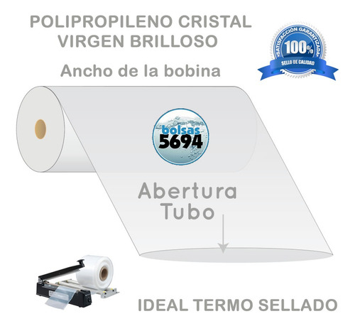 Bolsa Tubo 20 Cm Polipropileno 50 Micrones Bobina X 100 Mts