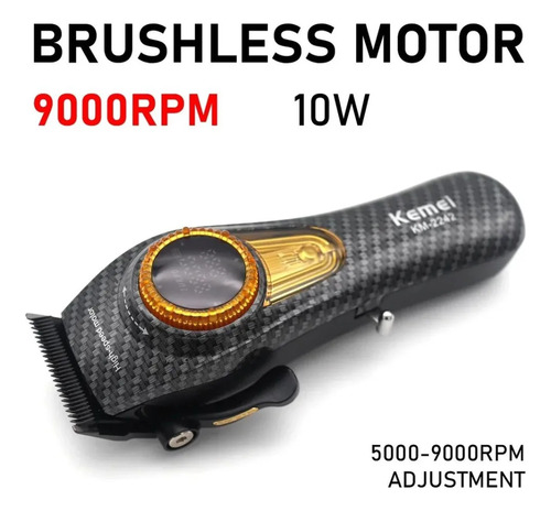 Máquina Kemei 2242 9.000 Rpm + Base Carregadora Profissional Preto