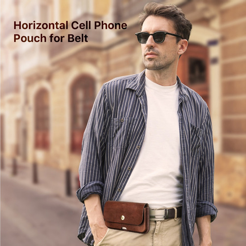 Riñonera Hombre Cuero Para Celular De 6.9 Pulgadas