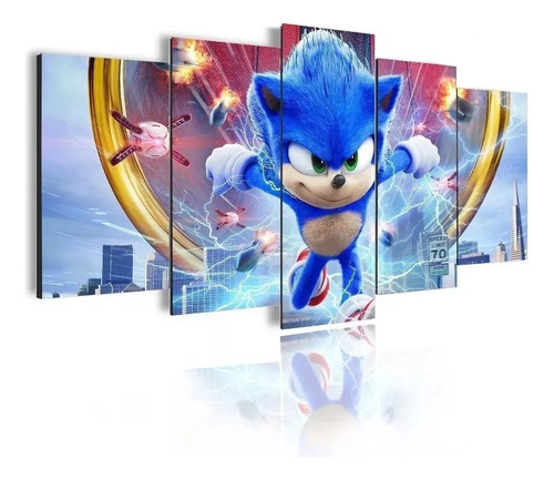 Quadro Mosaico Sonic The Hedgehog 5pçs