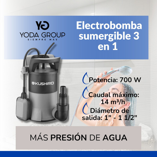 Electro Bomba Sumergible Agua Turbia Pozo 1hp 10m Cable Pro Color Gris Oscuro Gris Oscuro