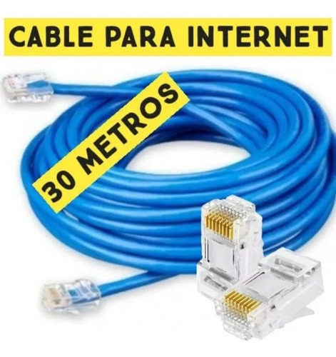 Cable Para Internet 30 Mts Con Conectores Cat5e Redes 