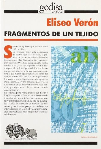 Fragmentos De Un Tejido, De Eliseo Verón. Editorial Gedisa, Tapa Blanda En Español
