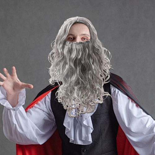 Pelucas Y Barba Para Hombre Peluca De Cosplay Gris Con Barba