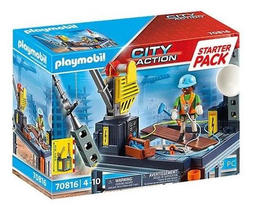 Figura Armable Playmobil Starter Pack Construcción Con Grúa