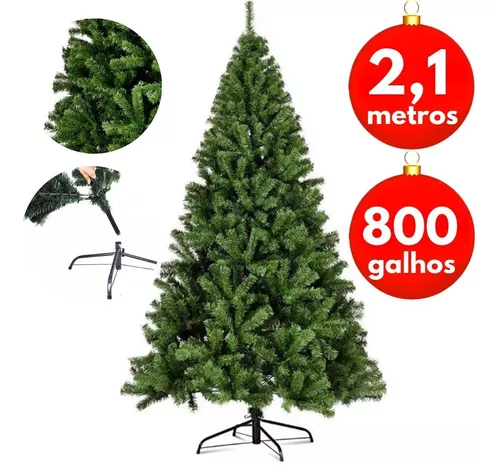 Árvore De Natal Pinheiro 2,10 M 210 Cm 612 Galhos - Escorrega o Preço