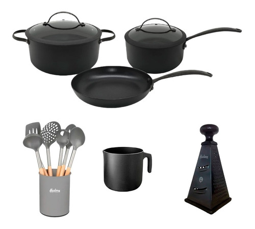 Set X14 Bateria Total Black Rallador Jarro Utensilio Soporte