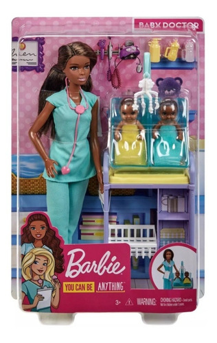 Imagem 8 de 8 de Barbie Profissões Pediatra Negra Com 2 Bebês Mattel Ms