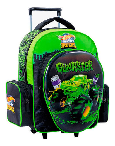 Mochila Monster Trucks 14p Hot Wheels Con Carro- Vamosajugar