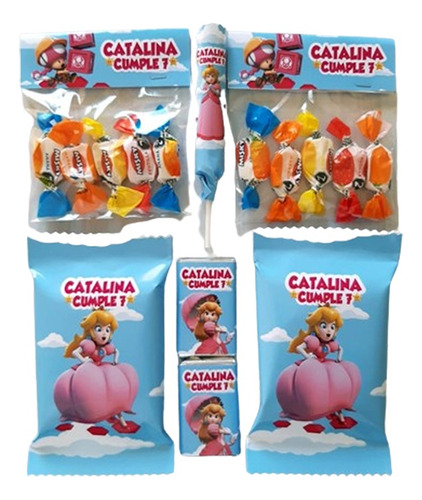 Candy Bar Princesa Peach Golosinas Personalizadas 10 Niños