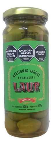 Laur- Aceituna Verdes Enteras En Salmuera De 200g Combo X2