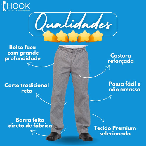 Calça Chefe Cozinheira P - Gg Modelo Feminino Pied Poule