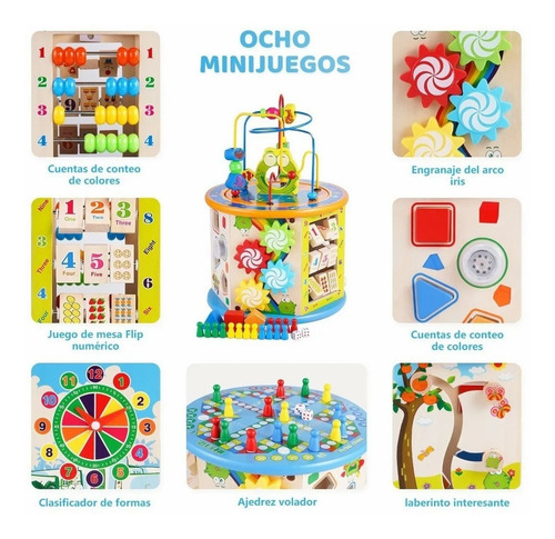 Juguete Montesorri Educativo 8 En 1 Con Laberinto Didácticos Color Colors