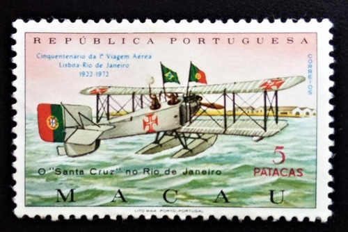 Macau Aviones, Sello Sc. 427 Santa Cruz 1972 Nuevo L13707