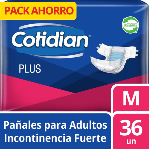 Pañales Adulto Incontinencia Fuerte Plus Mediano 36 Und