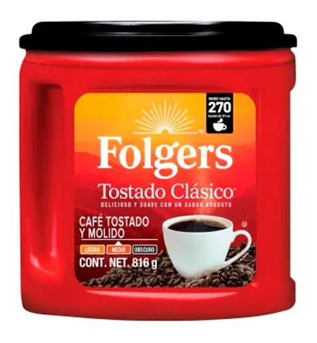 Café Folgers Tostado Y Molido Clásico Presentación De 816g