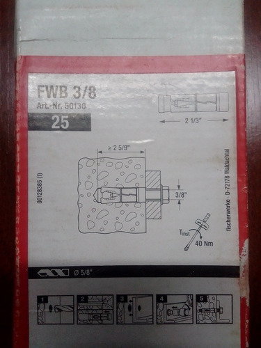 Imagen 4 de 5 de Ramplug Expandible De Hierro Fischer 3/8, Caja 25 Unidades