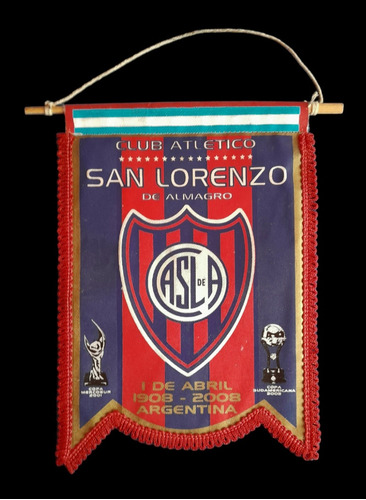 Banderín Del Club San Lorenzo De Almagro Autografiado